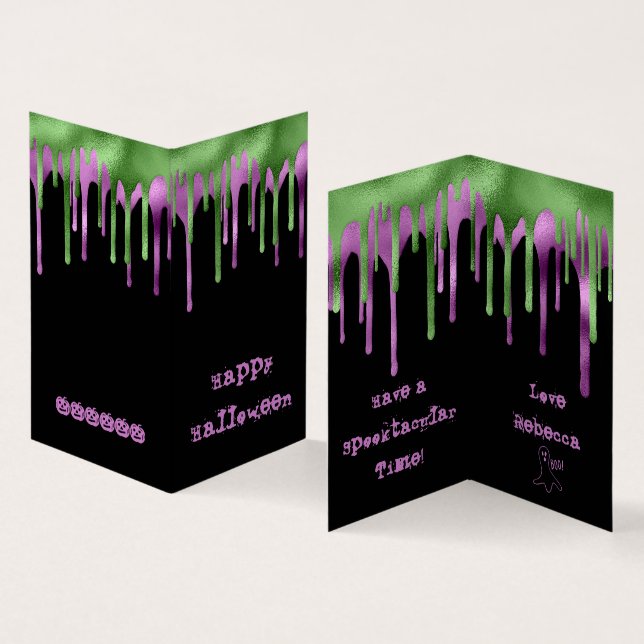 MINI Green Purple Slime Halloween Classroom Card (Inside and Outside)
