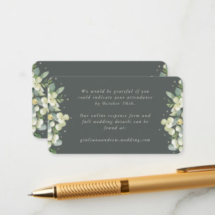 Mini Grey Green Snowberry+Eucalyptus Online RSVP Enclosure Card