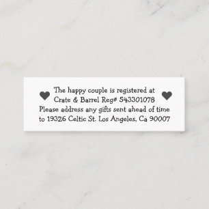 Mini Happy Couple Registry Cards For Invitations