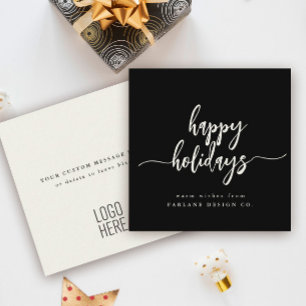 Mini Happy Holidays Modern Script Business Logo Card