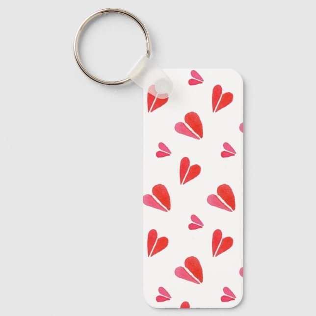 Mini Hearts Aluminium Rectangle Keychain (Front)