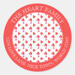 MINI HEARTS Large Round Envelope Seals / Red