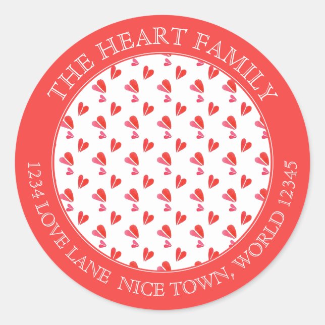 MINI HEARTS Large Round Envelope Seals / Red (Front)