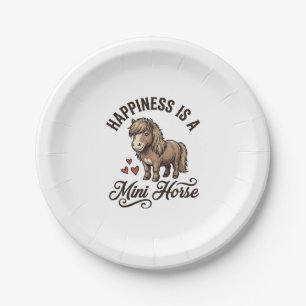 Mini Horse Vintage Engraving Cute Pony Shirt Desig Paper Plate