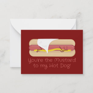Mini Hot Dog Valentine Card   Dark Red