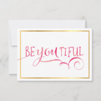 MINI INSPIRATION CARD be-you-tiful typography pink