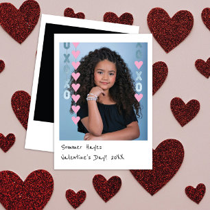 Mini Instant Photo Valentine Card Blue & Pink