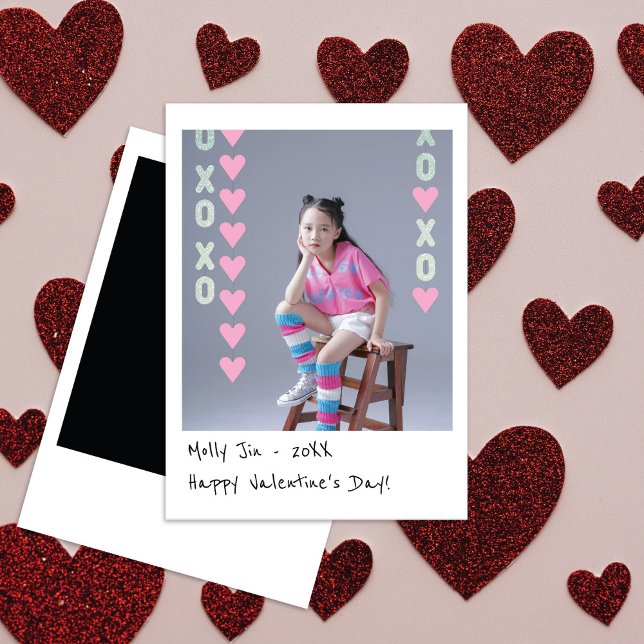 Mini Instant Photo Valentine Card | Pink & Silver (Creator Uploaded)