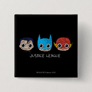 Mini Justice League Heads Sketch 15 Cm Square Badge