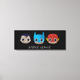 Mini Justice League Heads Sketch Canvas Print