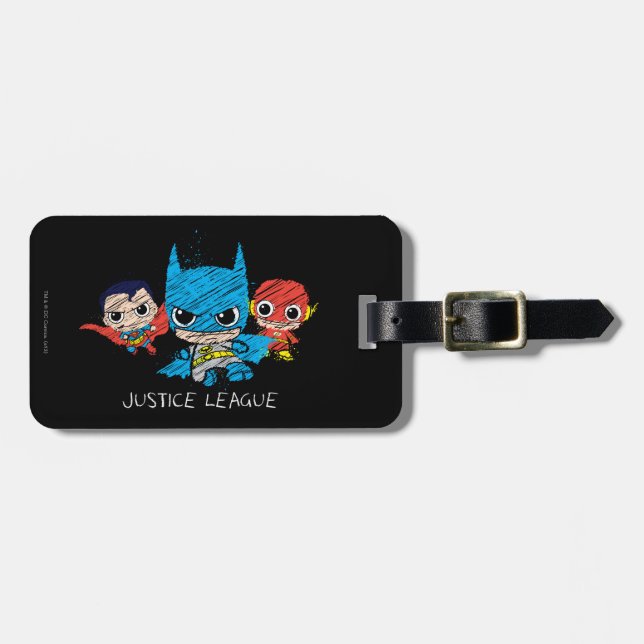 Mini Justice League Sketch Luggage Tag (Front Horizontal)