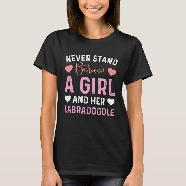 Mini Labradoodle girl dog owner Black Labradoodle  T-Shirt (Front)