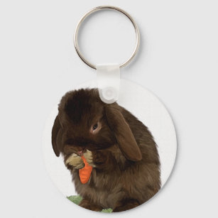 Mini Lop Bunny and carrot Key Ring