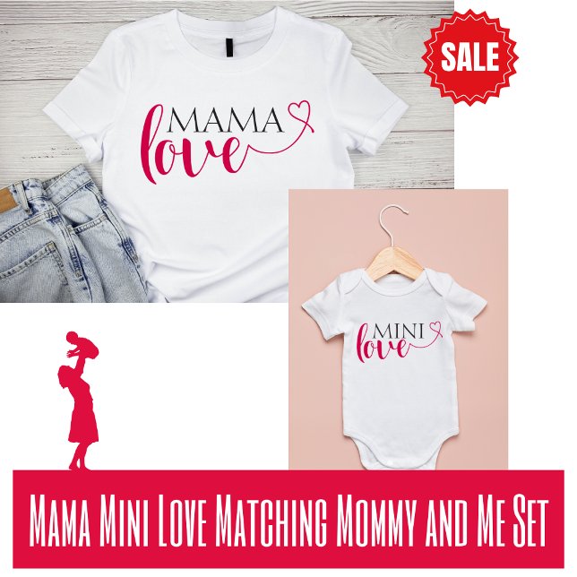 Mini Love Matching Mummy and Me Valentine Baby Bodysuit (Matching Valentine Mommy and Mini Set)