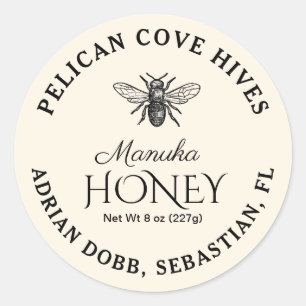 Mini Manuka Honey Jar Lid Label Ivory