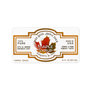 Mini Maple Syrup Colourful Leaf Vintage Border Label