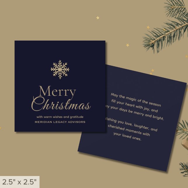 Mini Merry Christmas Navy Blue Gold Snowflake Card (Creator Uploaded)