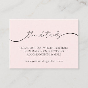 Mini Modern Calligraphy Pink Minimal Photo Details Enclosure Card