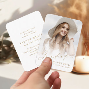 Mini Modern Chic Script Photo Graduation Invite