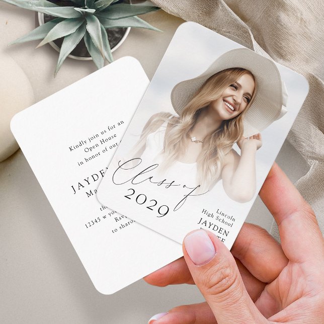 Mini Modern Chic Script Photo Graduation Invite (Mini Modern Chic Script Photo Graduation Invite)