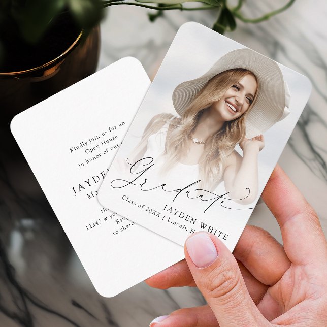 Mini Modern Chic Script Photo Graduation Invite (Mini Modern Chic Script Photo Graduation Invite)