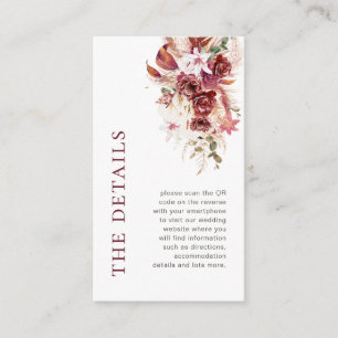 Mini Modern Dusty Rosewood QR Wedding Details Enclosure Card