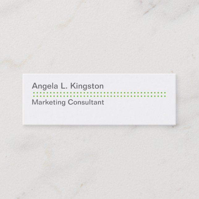 Mini modern micro dot apple green grey custom business card (Front)