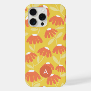Mini Monogram Initial Yellow/Orange Floral Pattern iPhone 15 Pro Max Case