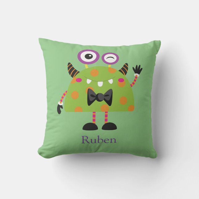 Mini Monster, light green, childrens bedroom Cushion (Front)