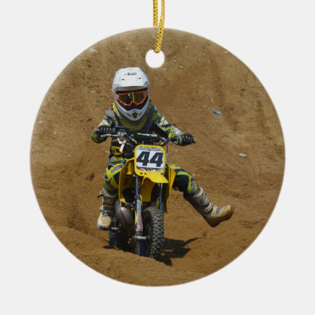 Mini Motocross Ceramic Tree Decoration (Front)