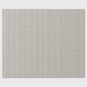 Mini Mulch Brown Gingham Check Pattern on White Wrapping Paper