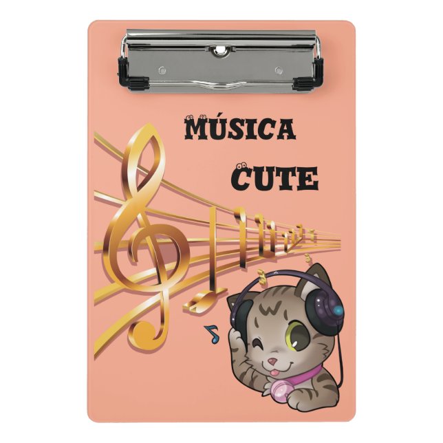 Mini Music Folder cute anime cat Clipboard (Front)