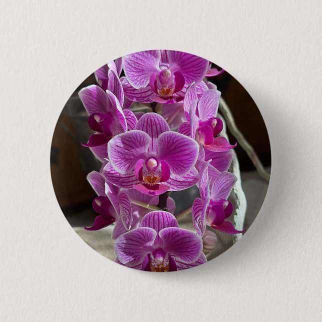 Mini Phalaenopsis Sogo Vivien Purple Orchid Flower 6 Cm Round Badge (Front)