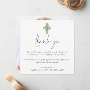 Mini Photo Cross Baptism Christening Thank You Card