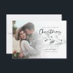 MINI Photo Foliage 1st Married Christmas Note Card<br><div class="desc">MINI size 3.5 x 5" charm. 1st Married Christmas Photo Foliage Holiday card. Celebrate the special time of your first Christmas as Mr and Mrs along with your festive wishes! Easy to personalise the text and replace the sample photo with your own. Frosty coloured winter foliage is on each side....</div>