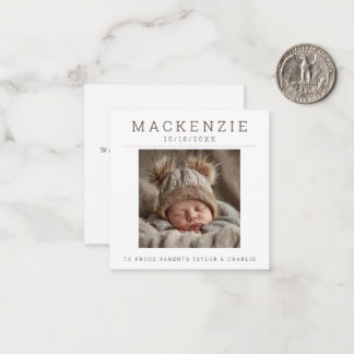 MINI Photo New Baby Photo Personalized 2 sided Card