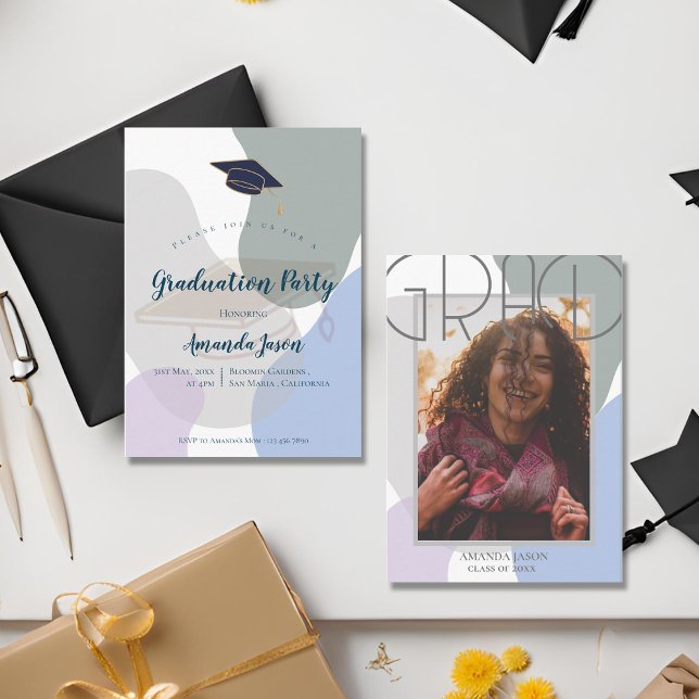 Mini Photo Pastel Cute 2025 Graduation Invitation (Mini Photo Pastel Cute 2025 Graduation Invitation)