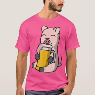 Mini Pig Drinking Beer Pet  T-Shirt