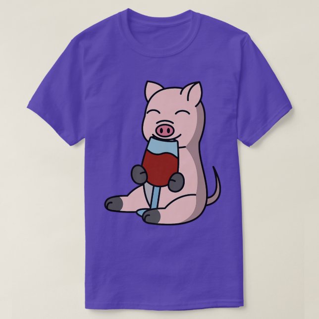 Mini Pig Drinking Wine Pet Premium  T-Shirt (Design Front)