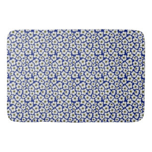 Mini-print Flowers On Blue  Bath Mat