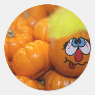 Mini Pumpkin Face Classic Round Sticker