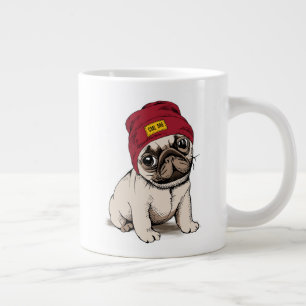 Mini Puppy Hipster Pug Large Coffee Mug