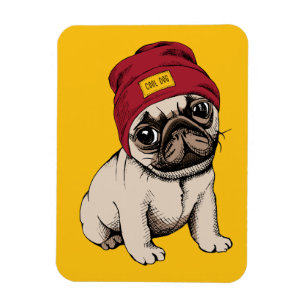 Mini Puppy Hipster Pug Magnet