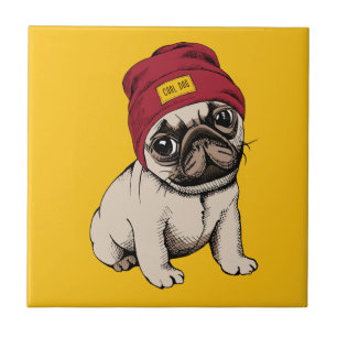 Mini Puppy Hipster Pug Tile