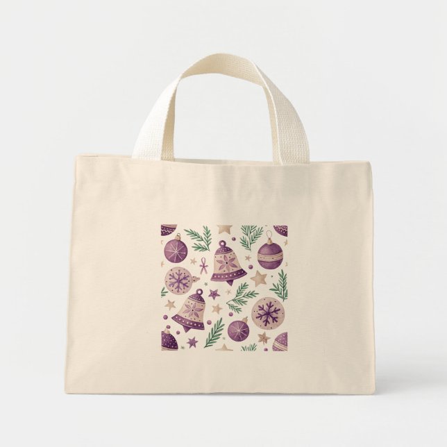 Mini Purple Christmas Gift Tote (Front)