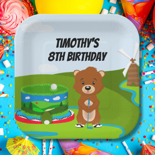 Mini Putt Putt Birthday Cute Gopher Kids Party Paper Plate