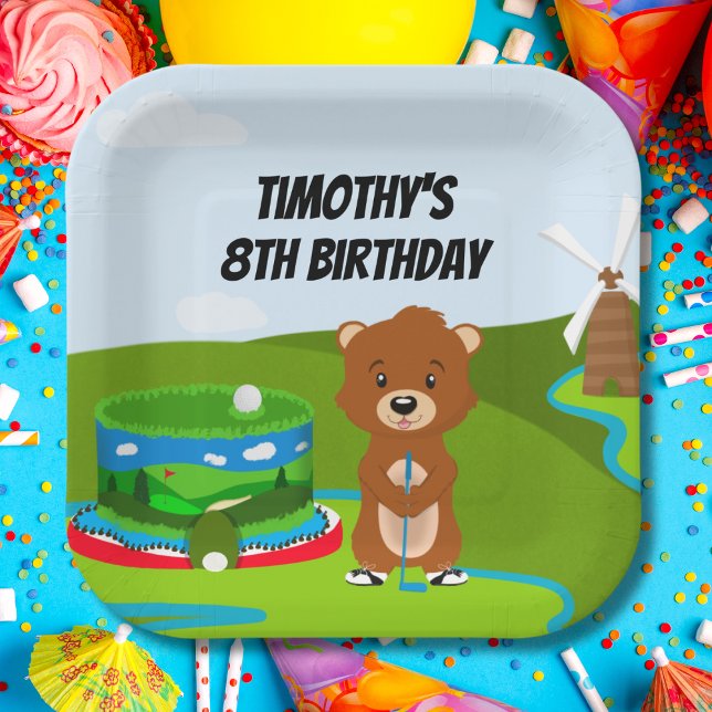 Mini Putt Putt Birthday Cute Gopher Kids Party  Paper Plate (Creator Uploaded)