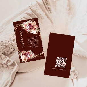 Mini QR Code Terracotta Boho Wedding Details  Enclosure Card