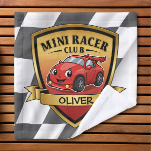 Mini Racer Club Badge – Cute Red Race Car Wash Cloth