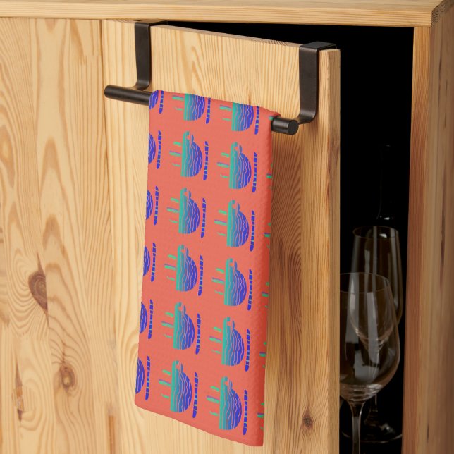Mini Rainbow Cup Of Java Repeat Tangerine       Tea Towel (Thirds Fold)
